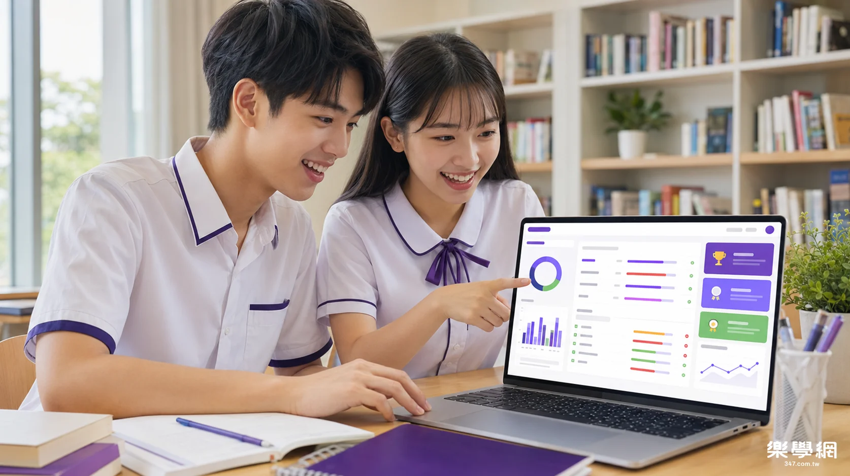 高中生開心查看分科測驗成績，使用線上落點分析評估大學校系